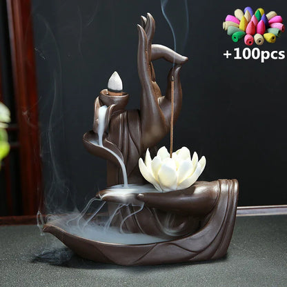 Havez® Hand & Lotus Incense Burner + Incense Cones
