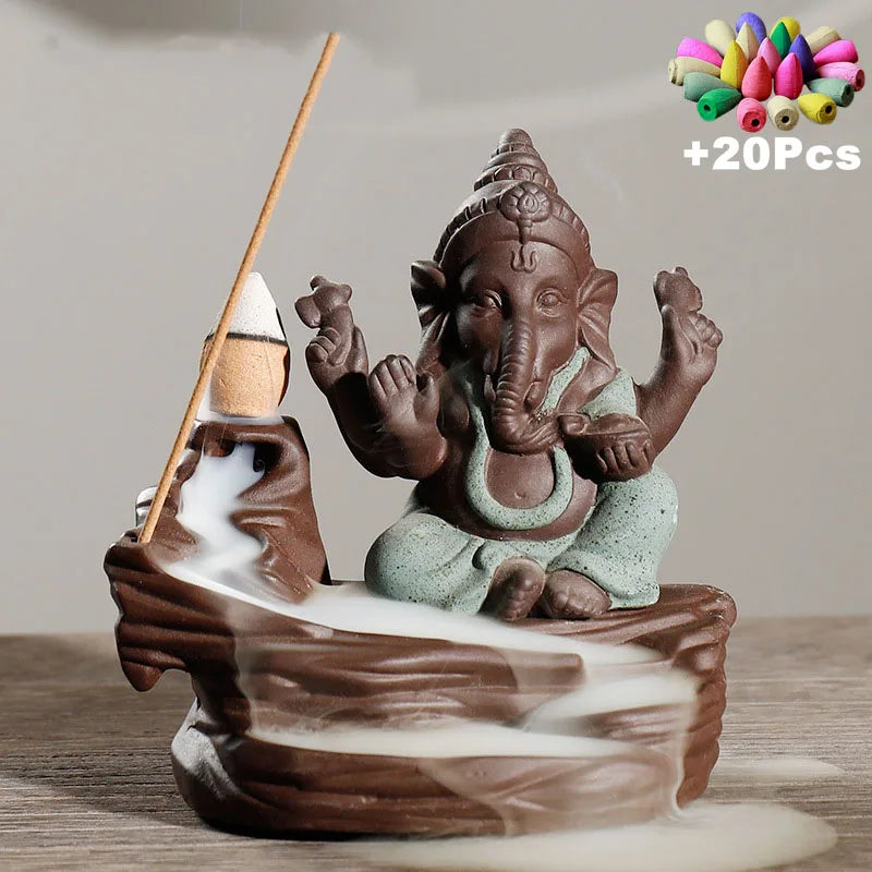 Havez® Ganesh Backflow Incense Burner with 20 Cones