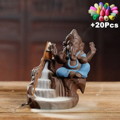 Havez® Ganesh Backflow Incense Burner with 20 Cones