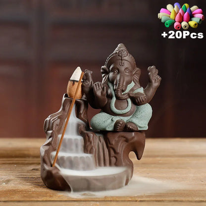Havez® Ganesh Backflow Incense Burner with 20 Cones