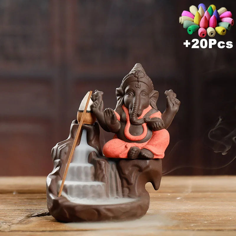 Havez® Ganesh Backflow Incense Burner with 20 Cones