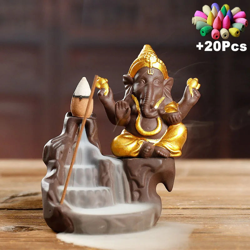 Havez® Ganesh Backflow Incense Burner with 20 Cones