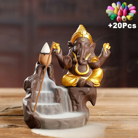Havez® Ganesh Backflow Incense Burner with 20 Cones